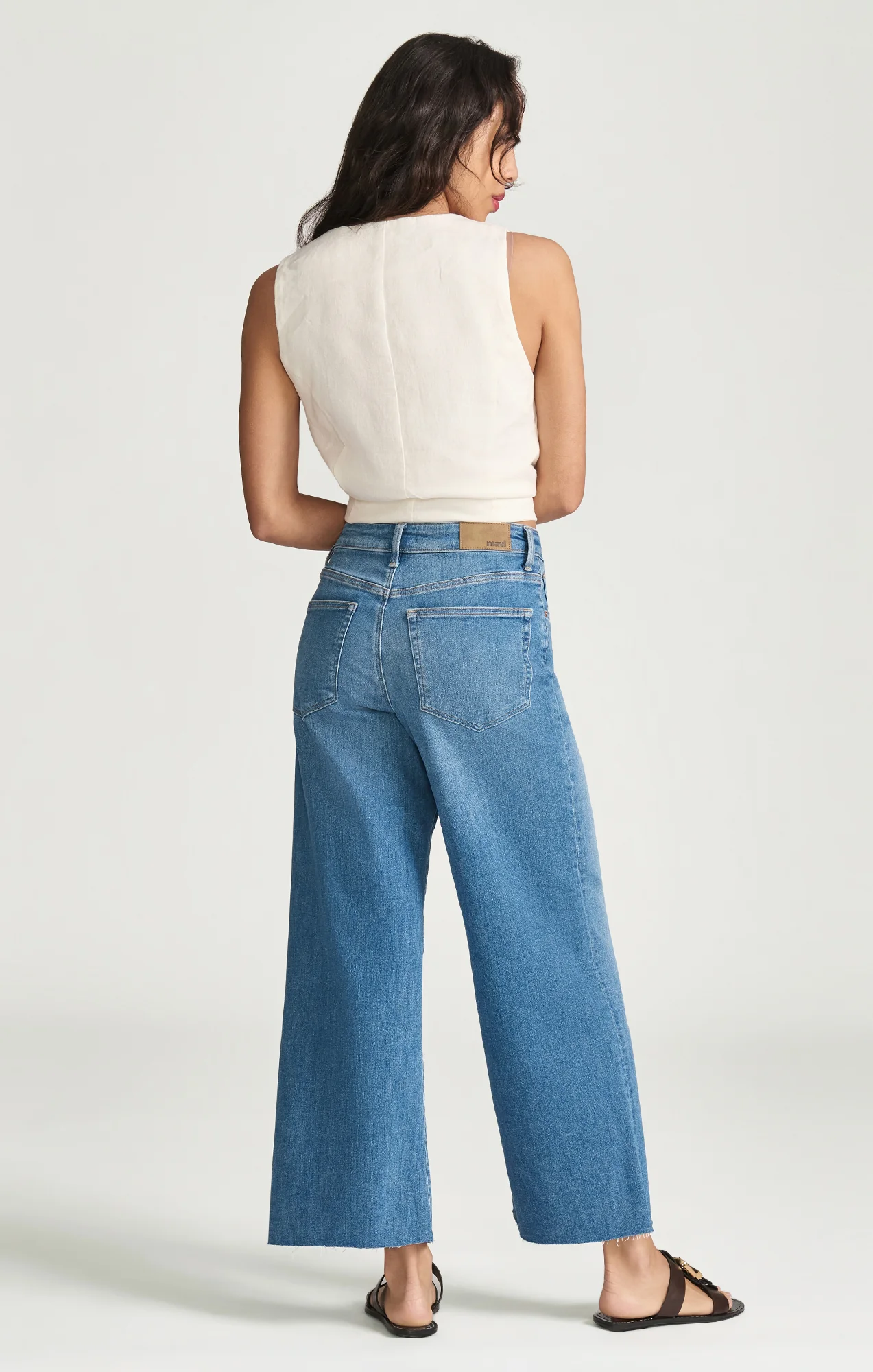 PALOMA CROPPED WIDE LEG IN MID BRUSHED FLEX BLUE - Image 4