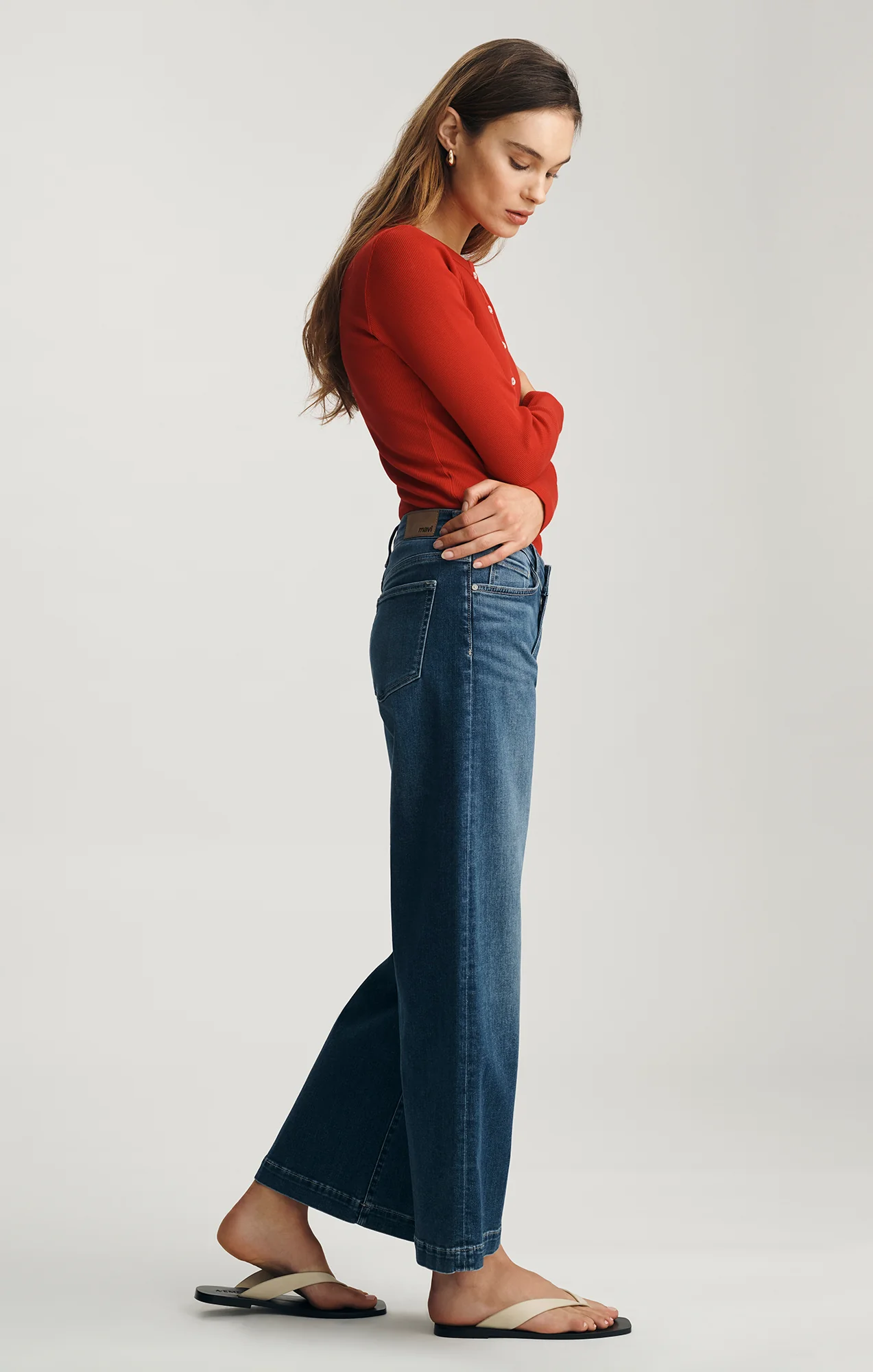 PALOMA WIDE LEG IN DARK BRUSHED  FEATHER LUXE - Image 2