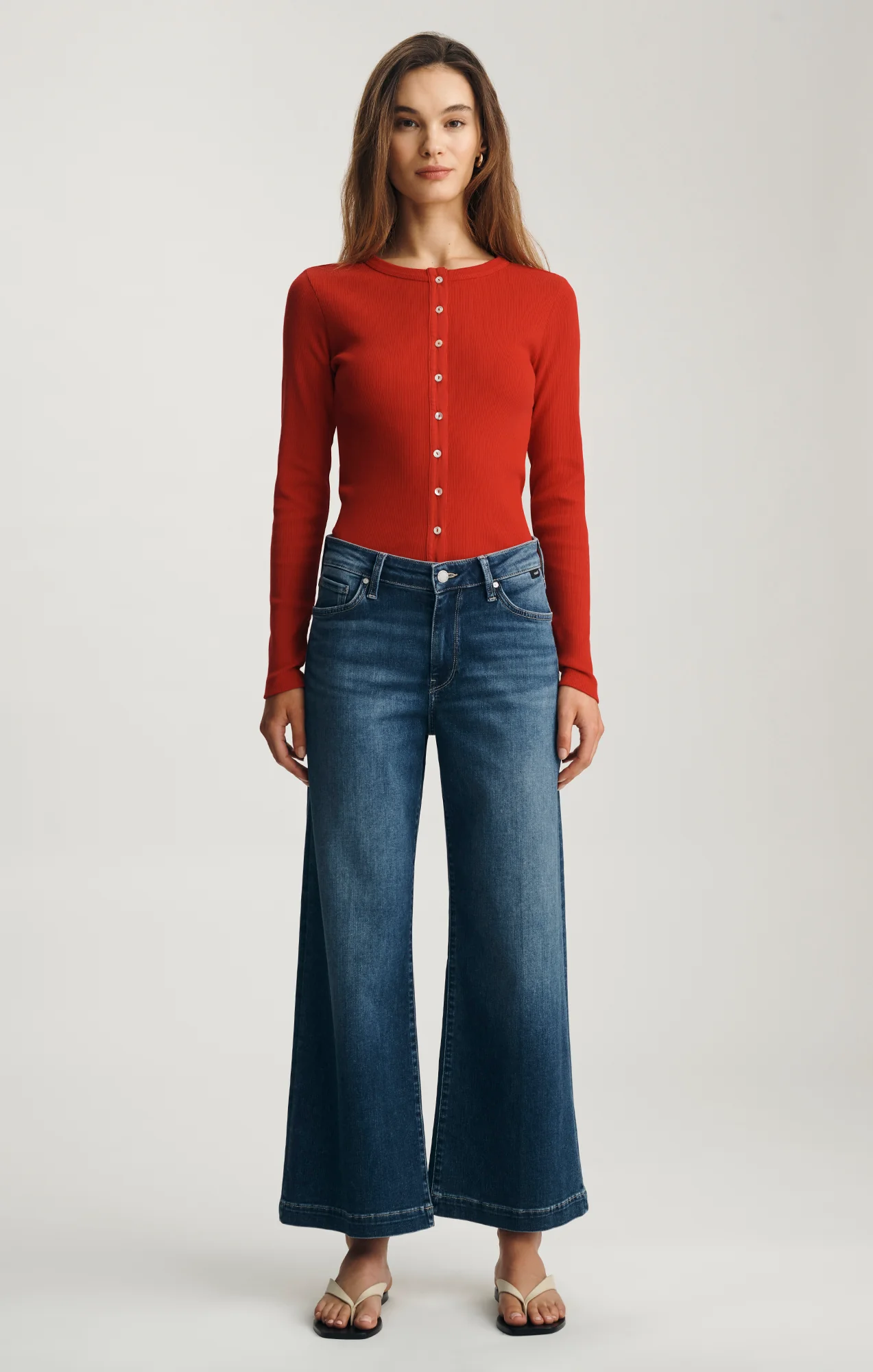 PALOMA WIDE LEG IN DARK BRUSHED  FEATHER LUXE - Image 3