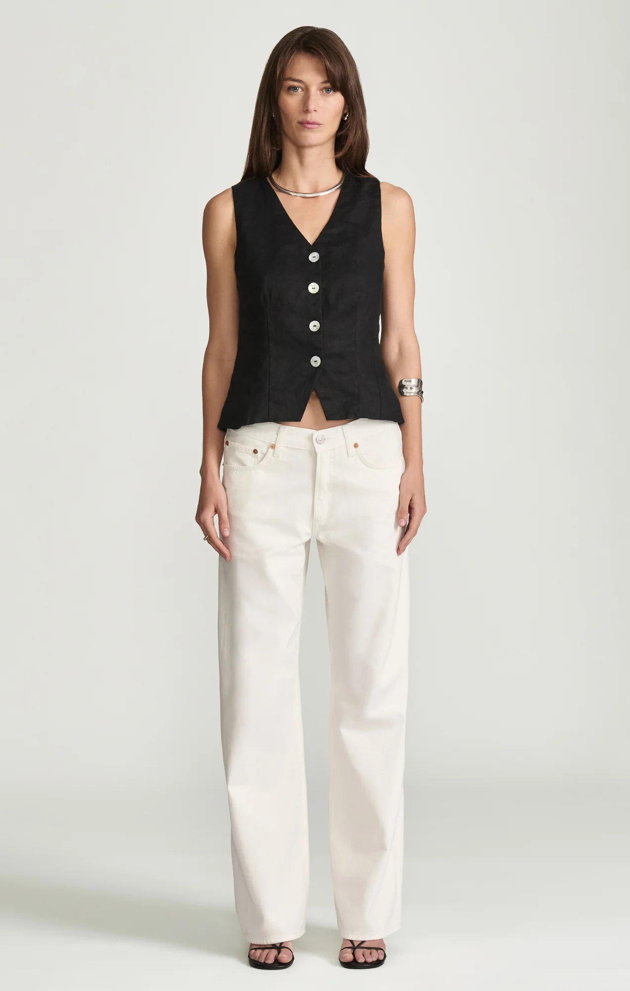 SANDY WIDE LEG IN OFF-WHITE CLASSIC BLUE - Image 3
