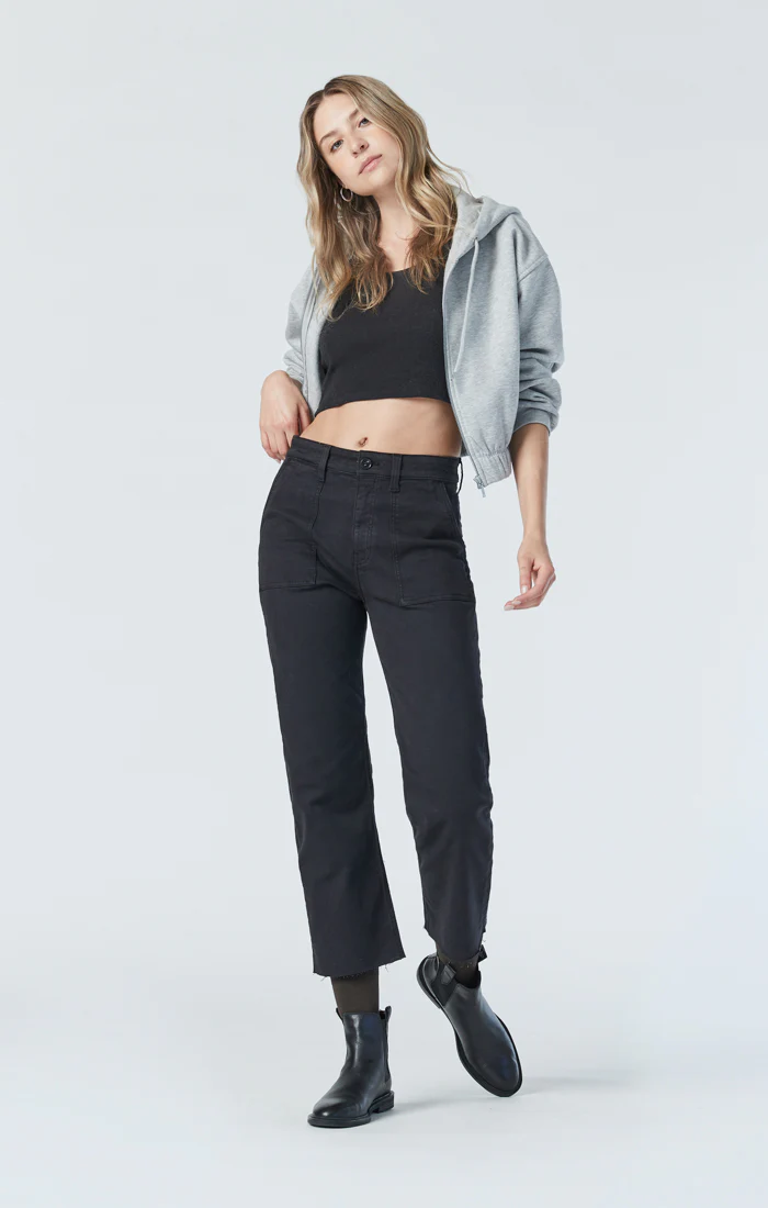 SHELIA FRONT POCKET STRAIGHT IN BLACK BEAUTY TWILL - Image 4