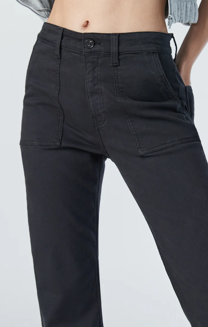 SHELIA FRONT POCKET STRAIGHT IN BLACK BEAUTY TWILL - Image 7