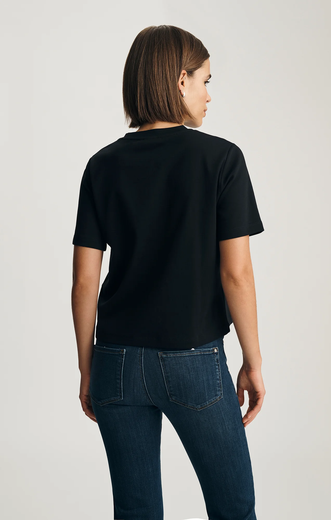 AUDREY INTERLOCK CREW NECK T-SHIRT IN BLACK - Image 2