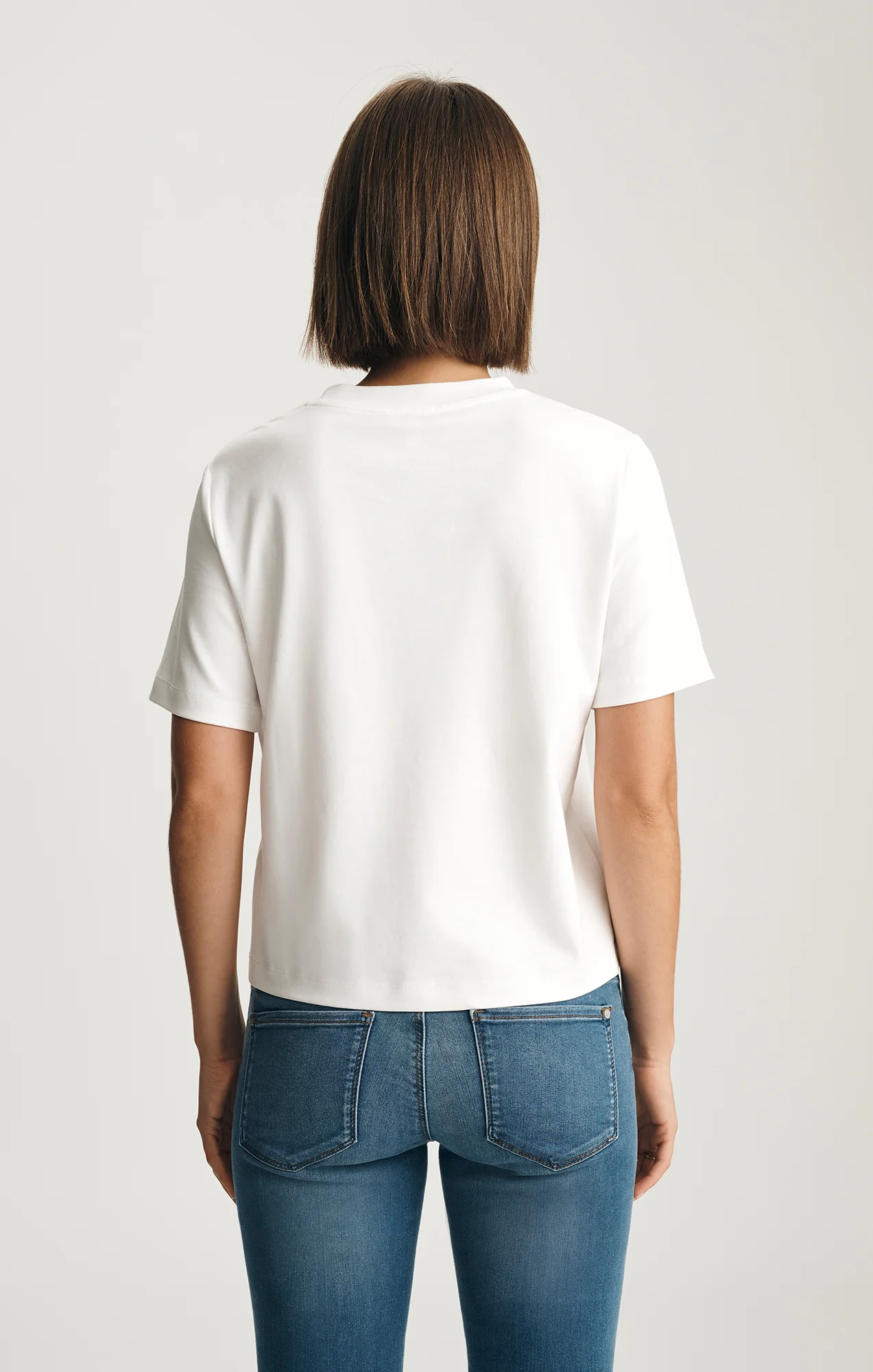 AUDREY INTERLOCK CREW NECK T-SHIRT IN WHITE - Image 3