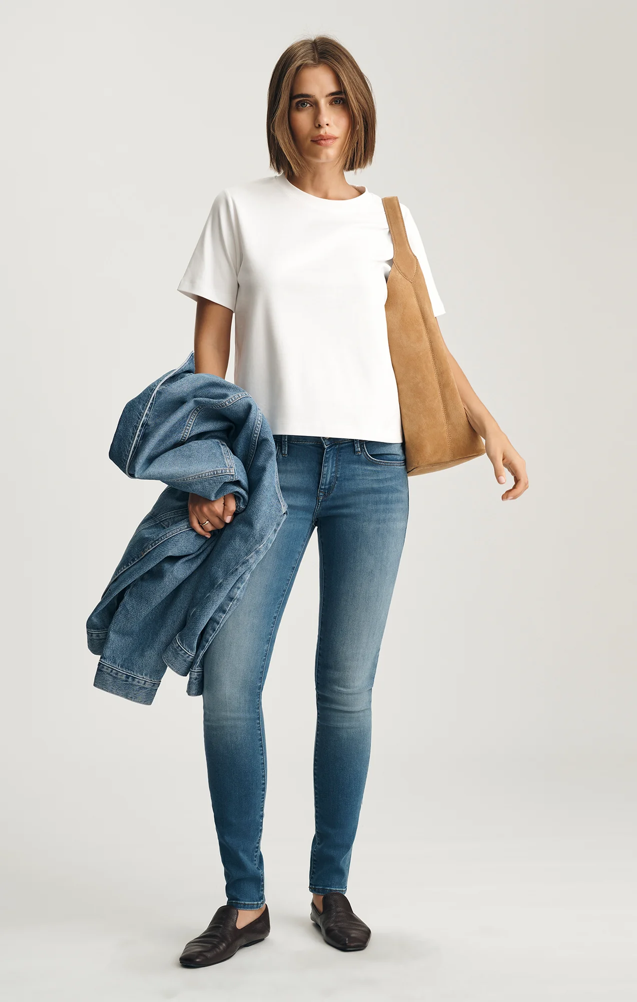 AUDREY INTERLOCK CREW NECK T-SHIRT IN WHITE - Image 5