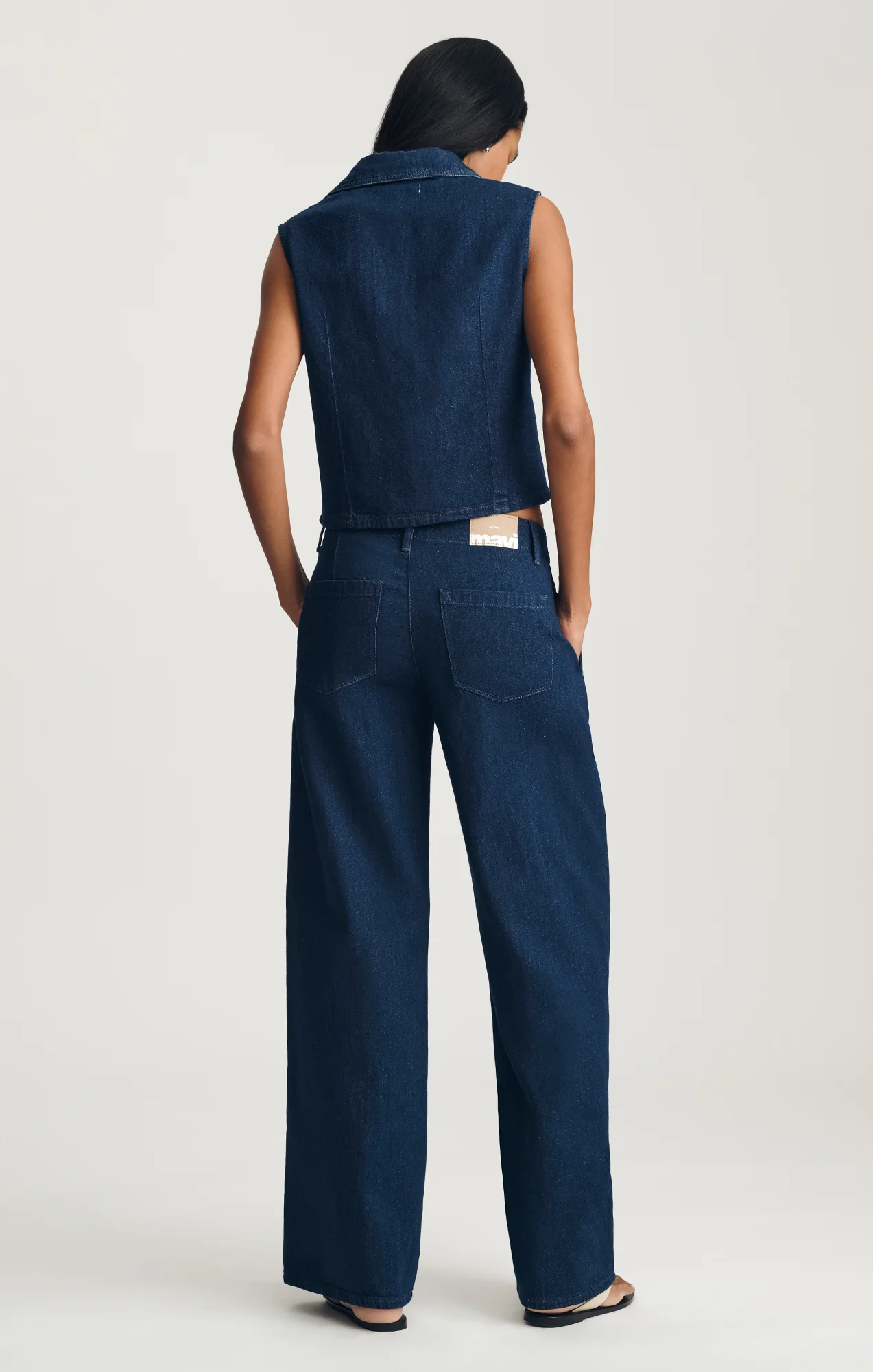 SIENA CHINO WIDE LEG IN DARK LINEN DENIM - Image 4