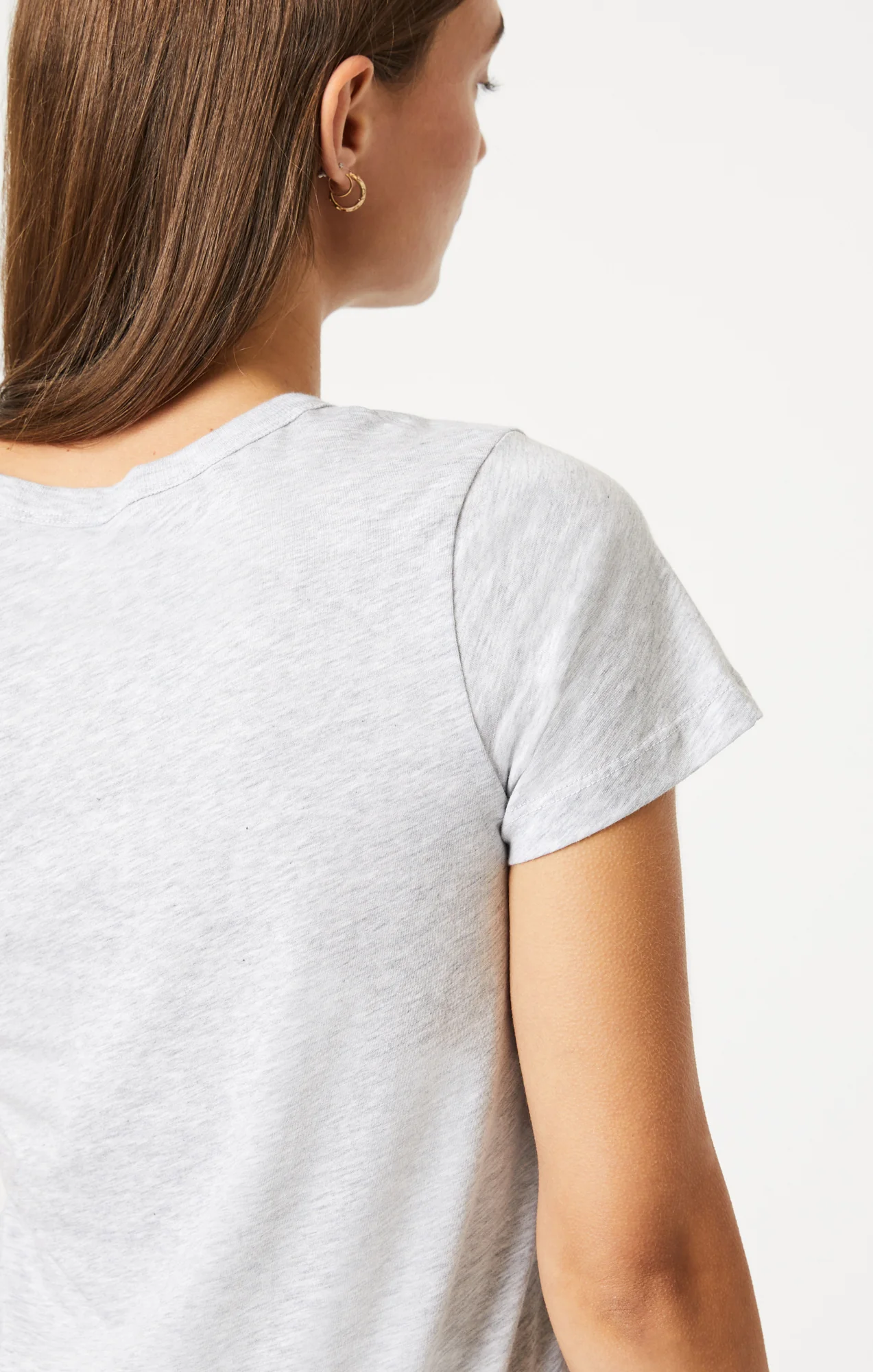 SLIM CREW NECK T-SHIRT IN SNOW GREY MELANGE - Image 5