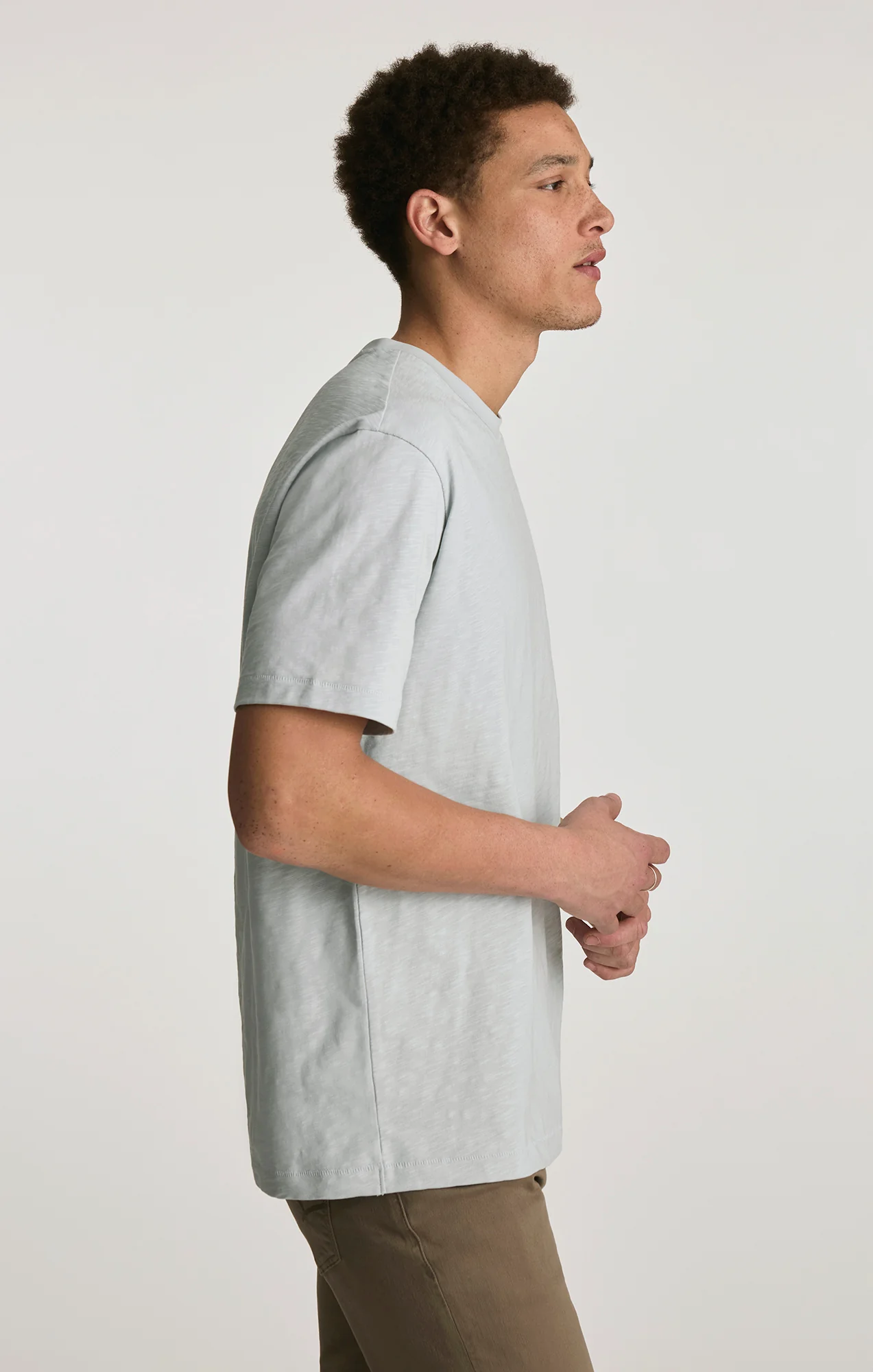 SLUB CREW NECK T-SHIRT IN PEARL BLUE - Image 2
