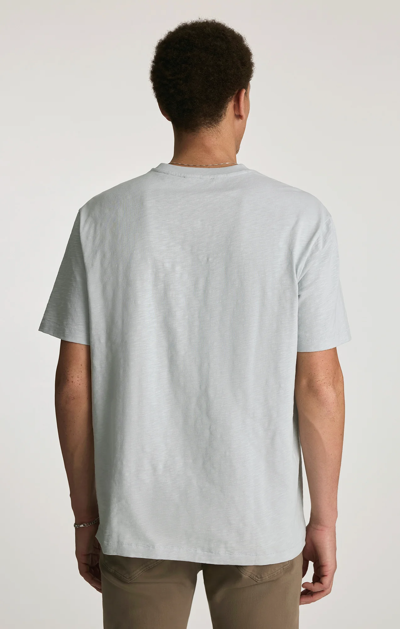 SLUB CREW NECK T-SHIRT IN PEARL BLUE - Image 3