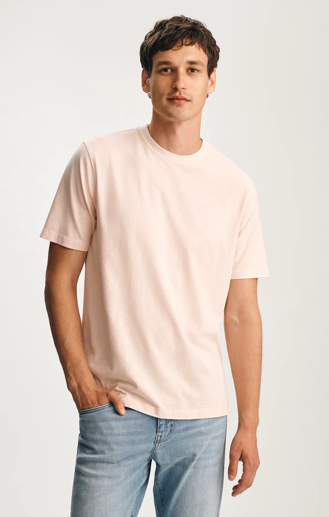 SOFT SLUB CREW NECK T-SHIRT IN SILVER PEONY