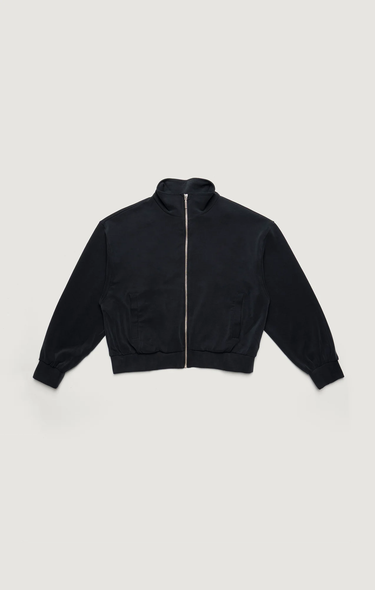 SPORTY LUXE TENCEL™ FULL ZIP SWEATSHIRT IN BLACK - Image 6