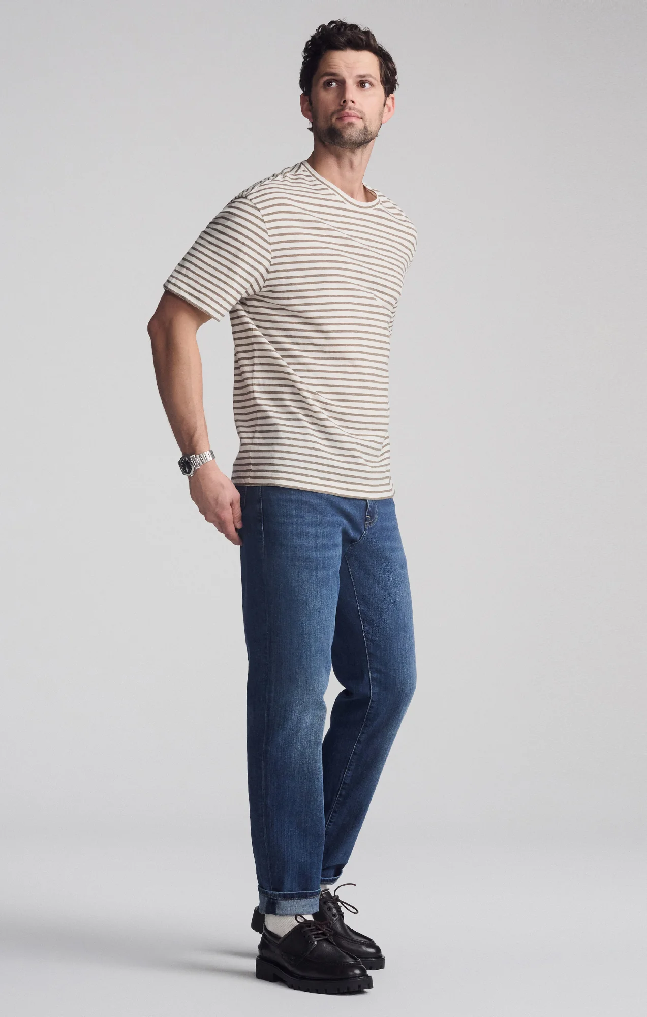 STRIPED SHORT SLEEVE T-SHIRT IN BRINDLE - Image 2