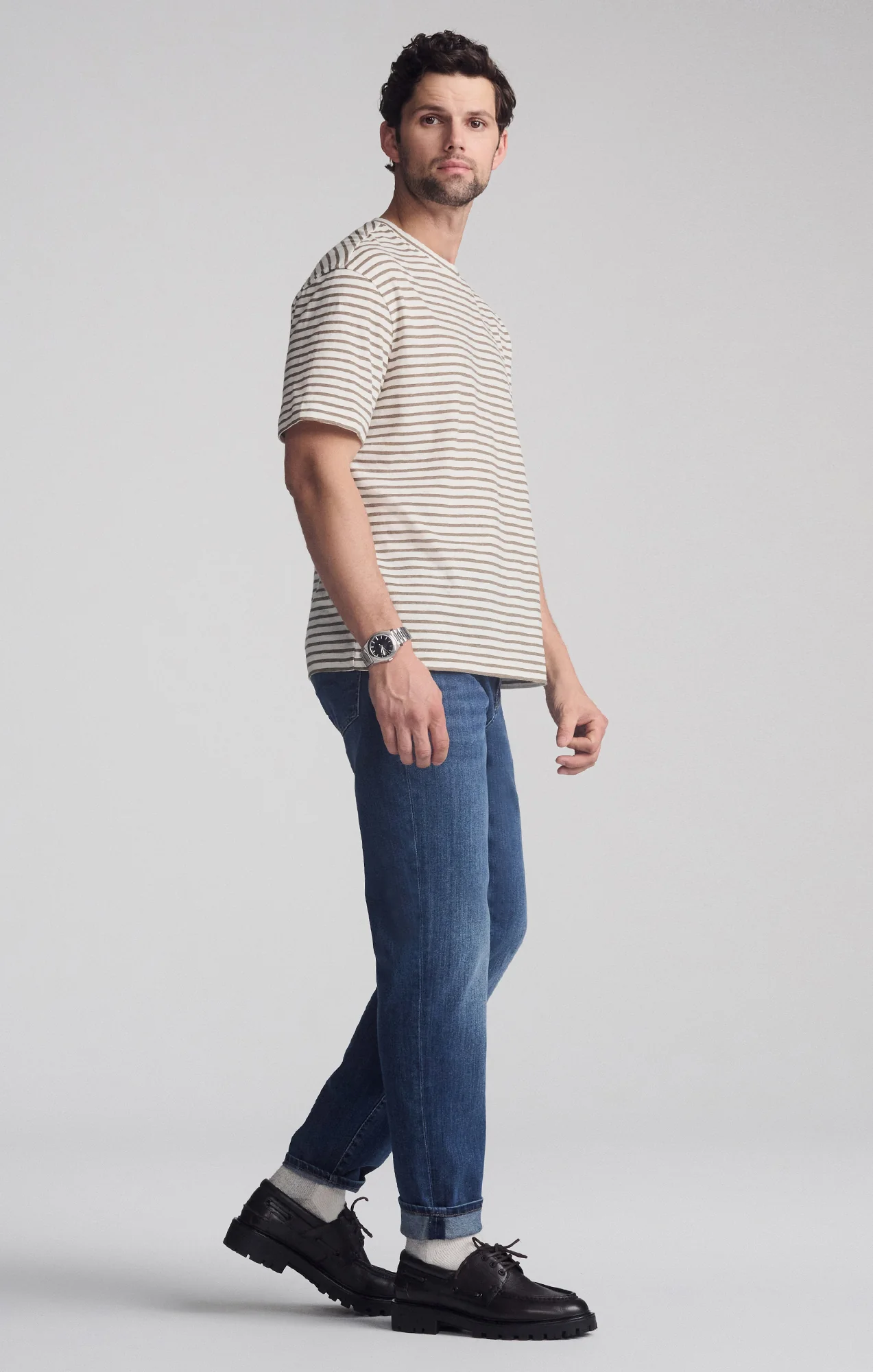 STRIPED SHORT SLEEVE T-SHIRT IN BRINDLE - Image 3