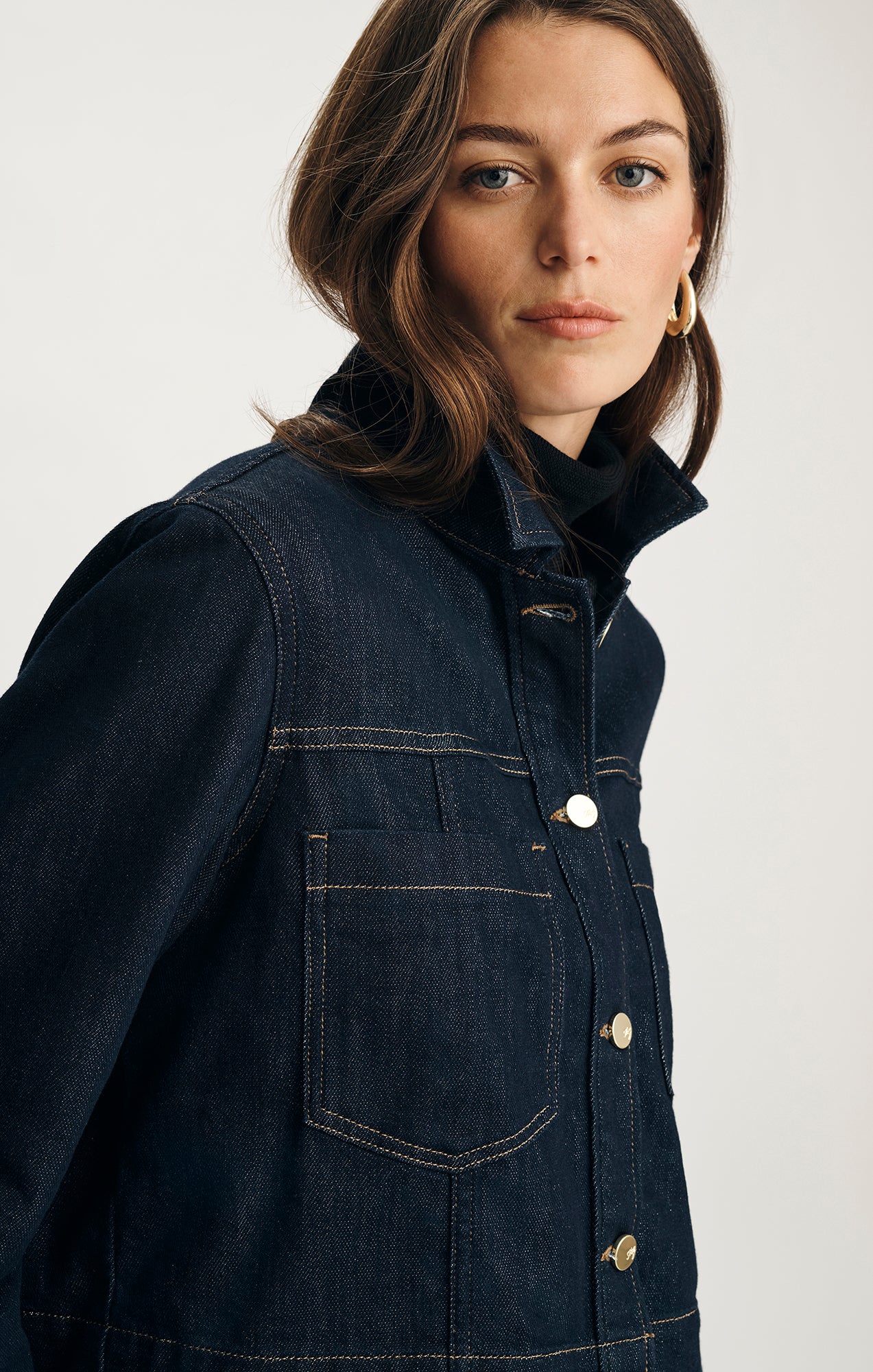 TANYA DENIM JACKET IN DARK BLUE SHINY GOLD PREMIUM - Image 3
