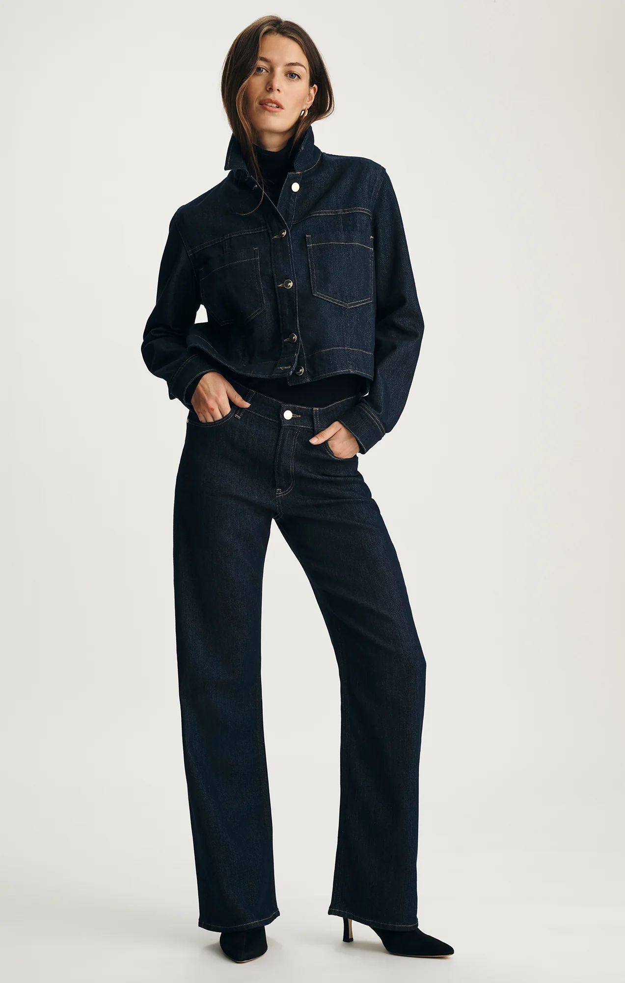 TANYA DENIM JACKET IN DARK BLUE SHINY GOLD PREMIUM - Image 4