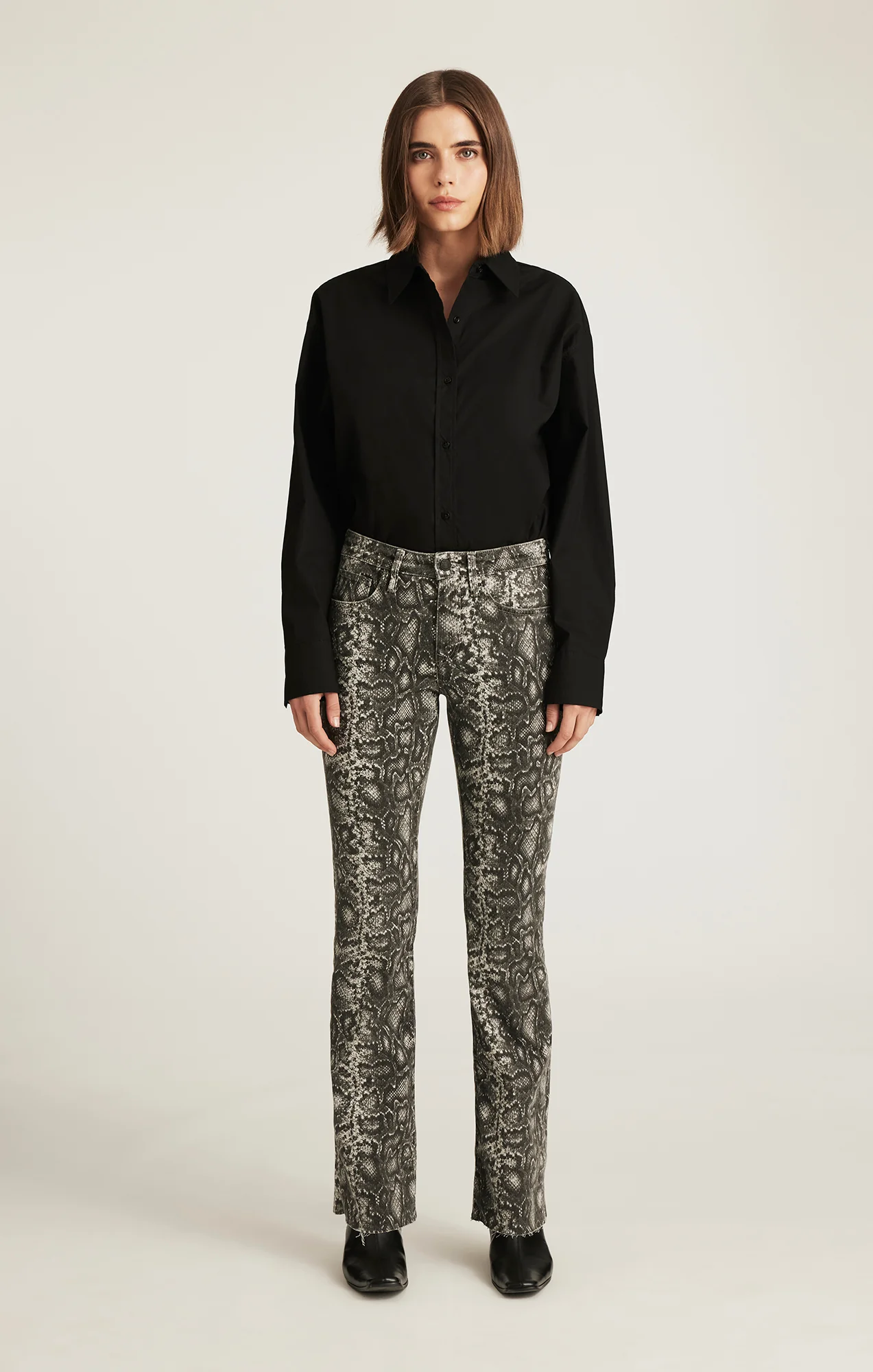 VICKY BOOTCUT IN SMOKE SNAKE DENIM - Image 4