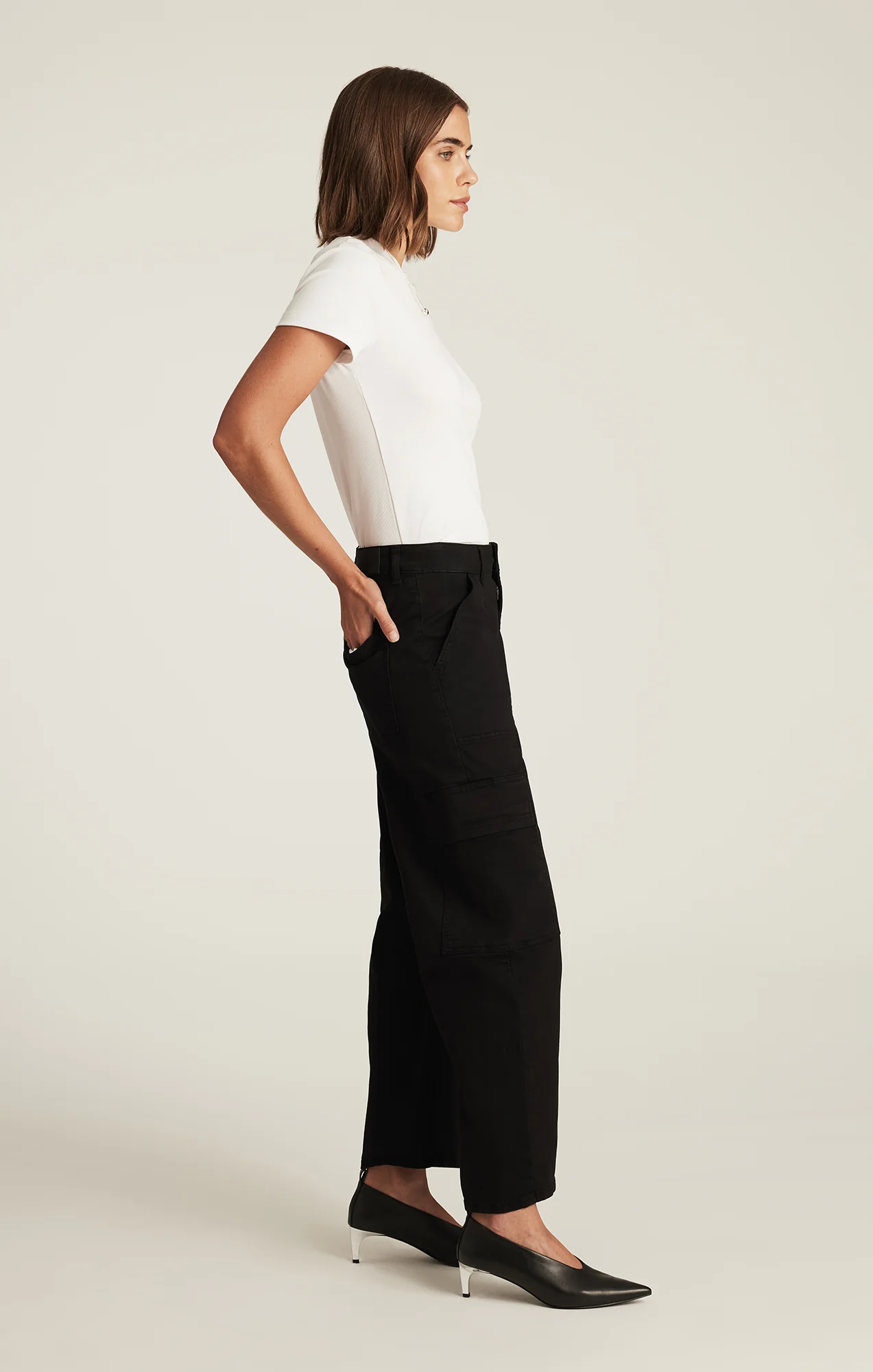 VINNIE BARREL CARGO IN BLACK CASUAL TWILL - Image 2