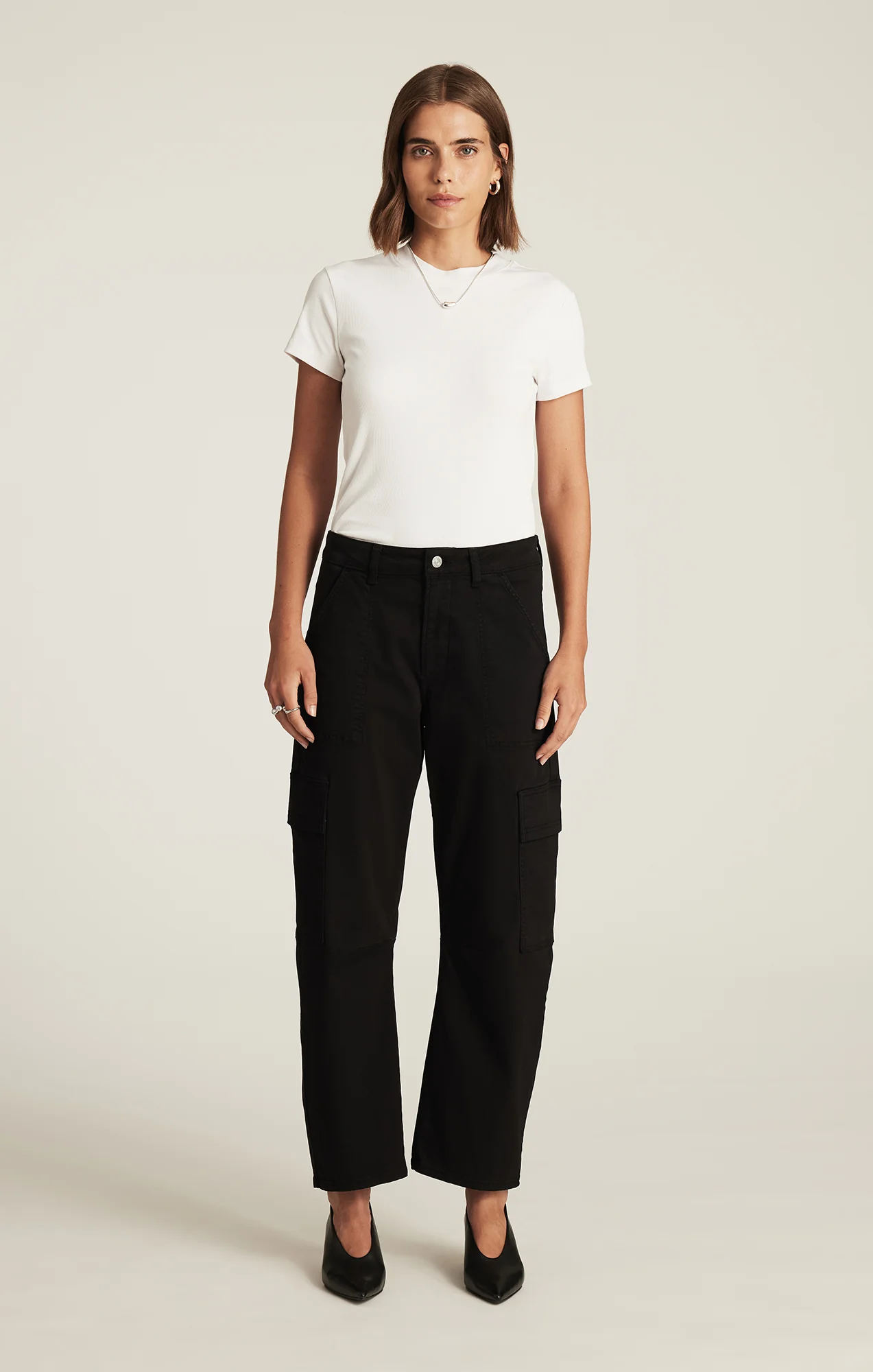 VINNIE BARREL CARGO IN BLACK CASUAL TWILL - Image 3