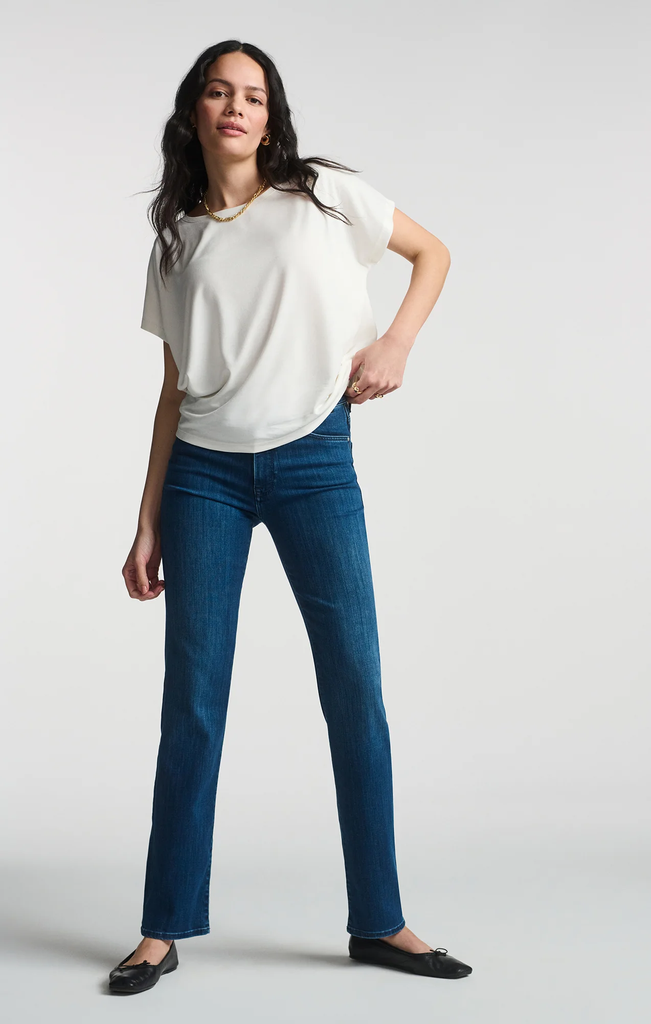 LUXE TOUCH TENCEL™ BOAT NECK T-SHIRT IN ANTIQUE WHITE - Image 5